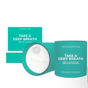 "Take A Deep Breath" Clear Quartz Crystal Manifestation Candle 14 oz. SEALED